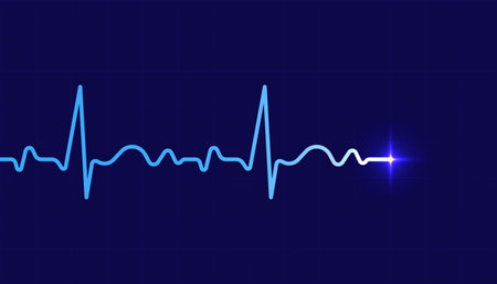 Heart beat pulse electrocardiogram rhythm on blue backgroundのイラスト素材