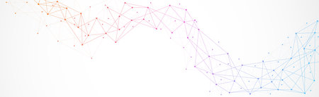 Geometric connected background. Connecting dots and lines. Global network connection. Banner template for technology.のイラスト素材