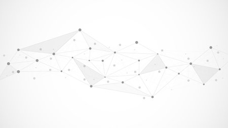 Geometric connected background. Connecting dots and lines. Global network connection. Banner template for technology.のイラスト素材