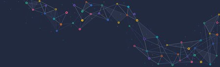 Geometric connected background. Connecting dots and lines. Global network connection. Banner...