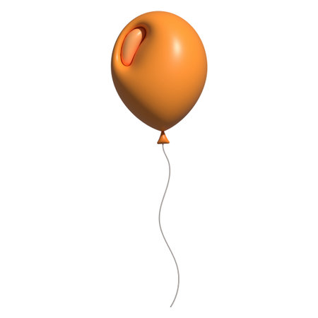 Glossy 3D orange balloon icon floating with stringの写真素材