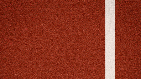 Clay tennis court surface with white line, top view