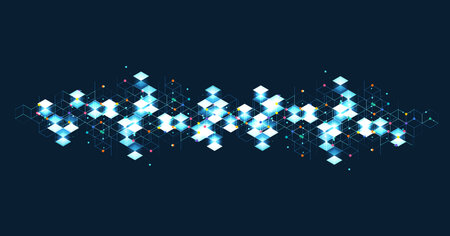 Modern hexagonal geometric wave with glowing effects, ideal for technology themes, innovation, and digital transformation visuals.のイラスト素材