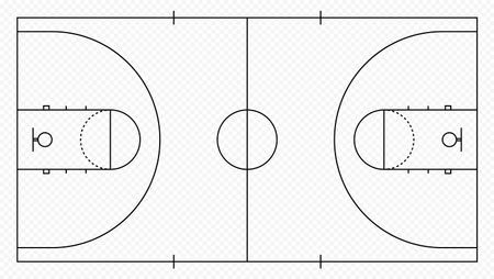 Basketball court layout in top view with clear markings and court linesのイラスト素材