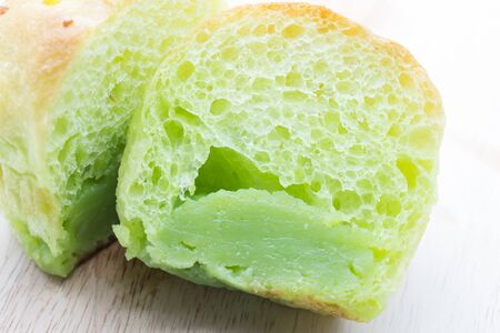 half of bread pandan custard