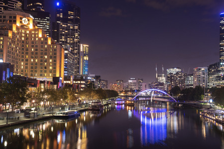View of Yarra river and Melbourne skyline from Princes Bridge, is the vibrant heart and soul of Melbourne's tourism industry.のeditorial素材