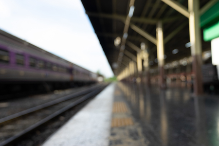 blurred train station platform in Thailandの写真素材