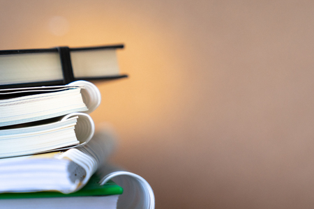 close up notebooks stack  Education background. Back to school. Copy space for text.の写真素材