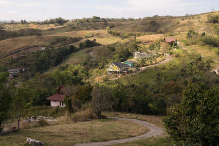 these houses were built legally on top of moutain and become a small village nowsaday, Thailand 03-01-2018の写真素材