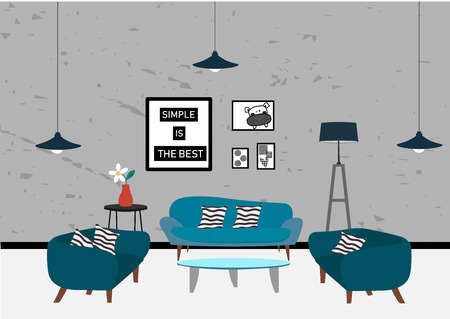 Set of elements for minimal modern living room. Flat design vectorのイラスト素材