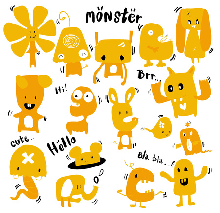 doodle cute monsters vectorのイラスト素材