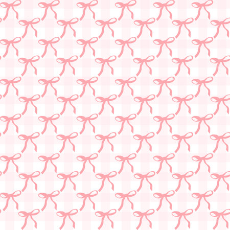 cute coquette aesthetic pattern seamless pink ribbon bow gingham isolated on white background	
のイラスト素材