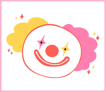 Pastel Clown face Clowncore Playful Cartoon Flat Hand Drawnのイラスト素材