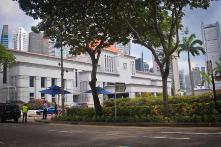Singapore Parliament House during national mourning for the death of Lee Kuan Yewのeditorial素材
