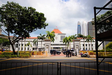 Singapore Parliament House during national mourning for the death of Lee Kuan Yewのeditorial素材