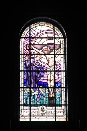 Religious Stained glass of a churchのeditorial素材