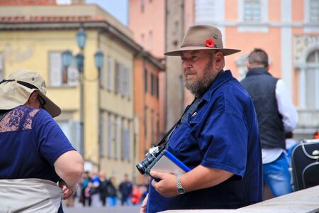 Caucasian tourist at Pisa outdoorsのeditorial素材