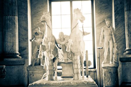 Statue of horses inside Vatican City Museumのeditorial素材