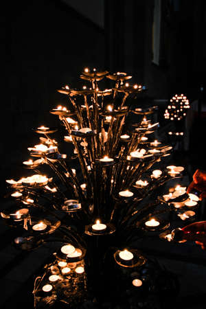 Interior of Basilica of Santa Maria Novella candlesのeditorial素材