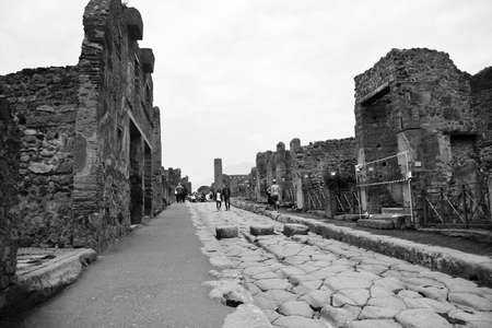 Inside the Pompeii excavation site roadのeditorial素材