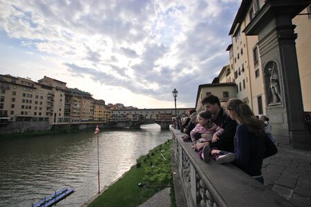 Fiume Arno River at Florence against the skyのeditorial素材