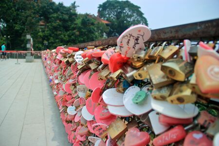 Locks on the love bridge at Penang Malaysiaのeditorial素材