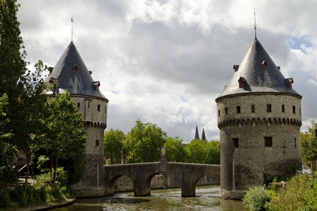 Kortrijk Tower Bridge, West Flanders, Belgiumのeditorial素材