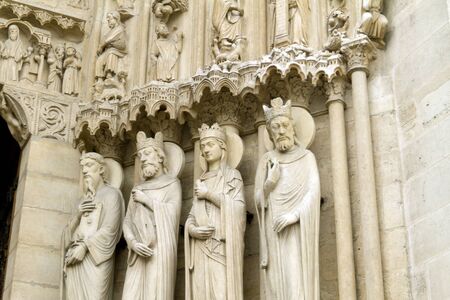 Notre Dame Cathedral Statues of Kings at the entrance right side.のeditorial素材