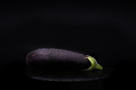 Fresh ingredients Eggplant on black background. Food Photographyの写真素材