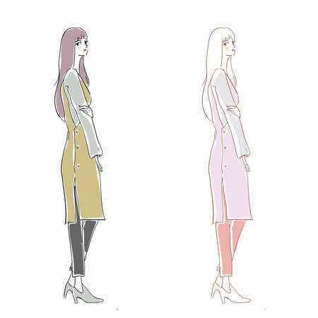 Autumn Fashion Fashionable Womanのイラスト素材