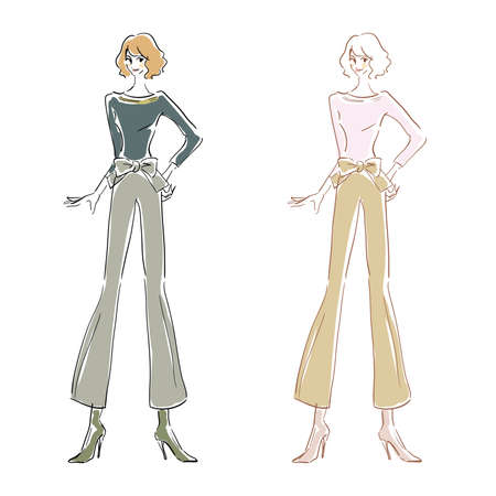 Autumn Fashion Fashionable Womanのイラスト素材