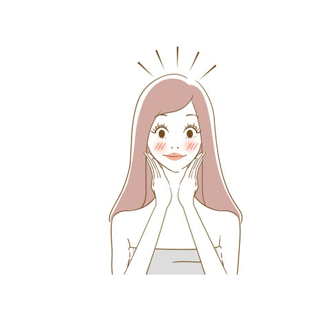 Facial expressions for beauty advertisements rejoiceのイラスト素材