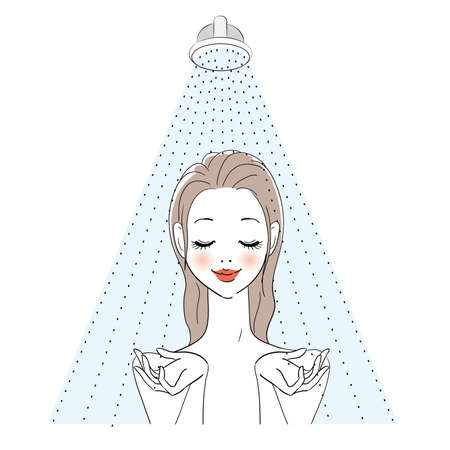 Woman washing hairのイラスト素材