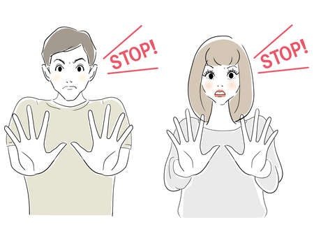Stop Men and women in their 30sのイラスト素材