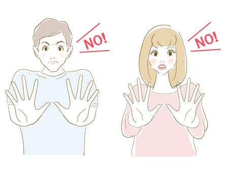 No, men and women in their 30s.のイラスト素材