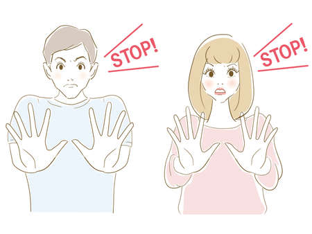 Stop Men and women in their 30sのイラスト素材