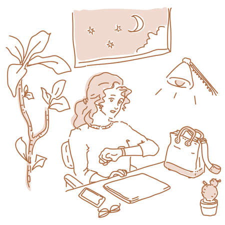 Casual fashion woman working on laptopのイラスト素材