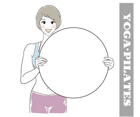 Cute instructor for fitness and yoga adsのイラスト素材