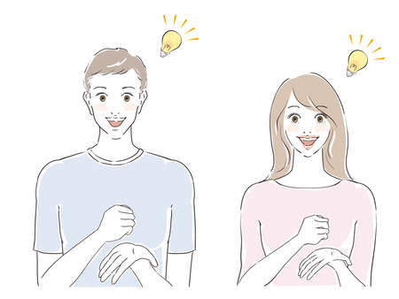 Beautiful male and female couple 30s flashedのイラスト素材