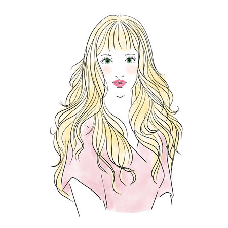 Beautiful woman with long hairの写真素材