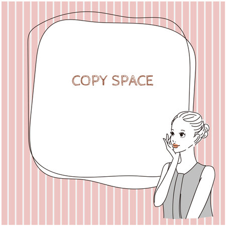 Fashionable female upper body with fluffy hairのイラスト素材
