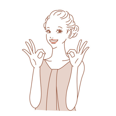 Fashionable female upper body with fluffy hairのイラスト素材