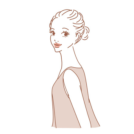 Fashionable female upper body with fluffy hairのイラスト素材