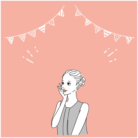 Fashionable female upper body with fluffy hairのイラスト素材