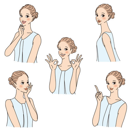 Fashionable female upper body with fluffy hairのイラスト素材