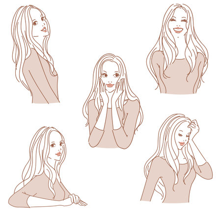 Mature female upper body with long hairのイラスト素材