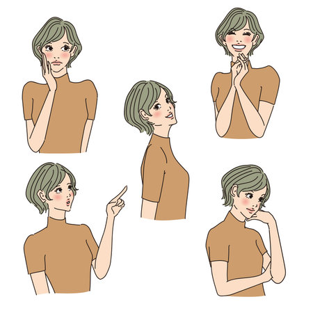 Mature female upper body with short hairのイラスト素材