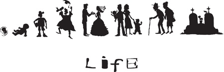 Life, born, childhood, school years, marriage, old age, deathのイラスト素材
