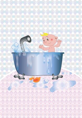 baby in bath,  のイラスト素材