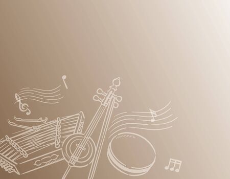 Music themed background with Arabic instruments. Vector illustration.のイラスト素材